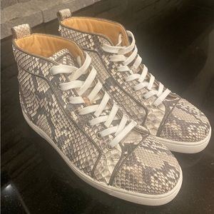 Christian Louboutin Louis Orlato Flat Python High Top Sneakers